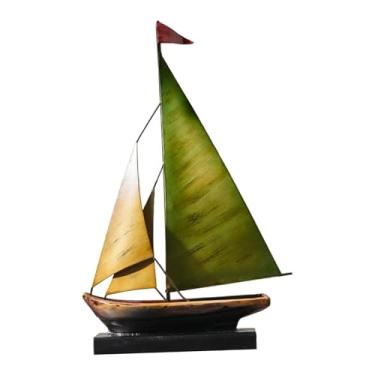 Imagem de Generic Estátua de barco de ferro, estatueta de, escultura de metal para mesa, modelo de para aniversário, estante, quarto, inauguração de casa, Verde