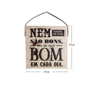 Imagem de Quadrinho Decorativo de Madeira 19x19cm com Impressão UV e Alça em Couro Sintético – Preto