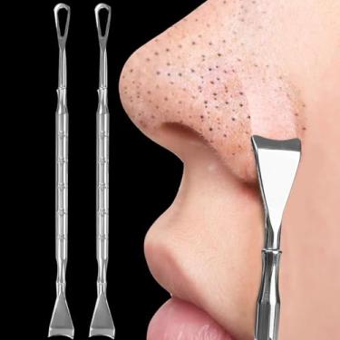 Imagem de 2 ferramentas de remoção de cravos e espinhas, tratamento para remoção de agulha de acne, comedão, espinha, espinha, 12,2 cm (padrão de estrela)