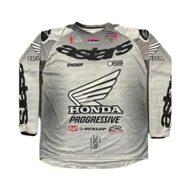 Imagem de Camiseta Masculina Oversized De Manga Longa Com Gola Redonda Honda Ver