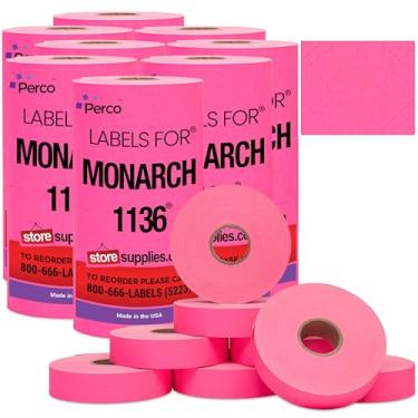 Imagem de Perco Etiquetas de preço rosa fluorescente para Monarch 1136 Price Gun - Caixa com 8 mangas, 112.000 etiquetas de preço pacote econômico
