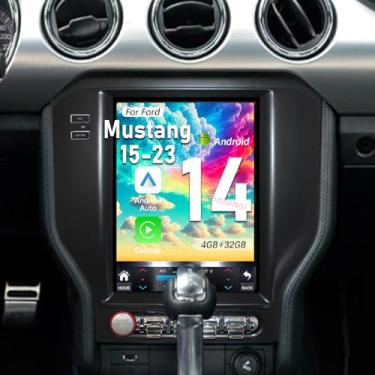 Imagem de Rádio automotivo atualizado para Ford Mustang 2015-2023, rádio de carro, Android 14, substituição estéreo, tela sensível ao toque de 10,4 polegadas, CPU 8 núcleos, Tesla, estilo de tela vertical com