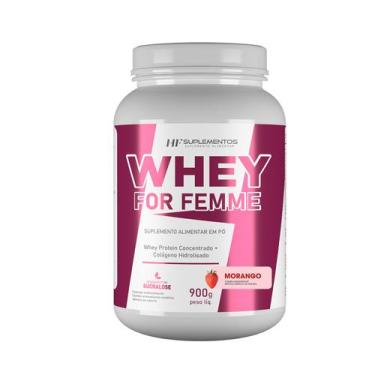 Imagem de Whey for femme + colageno hidrolisado 900g morango hf suplementos