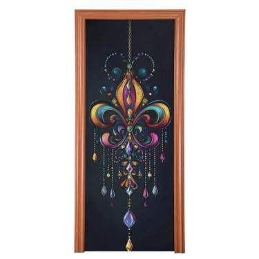 Imagem de xigua Capa de porta de decoração de carnaval 81 x 199 cm, placa de decoração de festa para porta da frente, porta de garagem