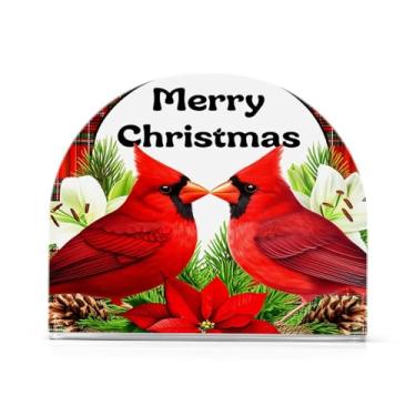 Imagem de Wassud Porta-guardanapos de acrílico de Natal Red Birds, dispensador de guardanapos de papel moderno em forma de U para mesa, cozinha, sala de jantar, bancada 1 peça (comporta 50-60 guardanapos)