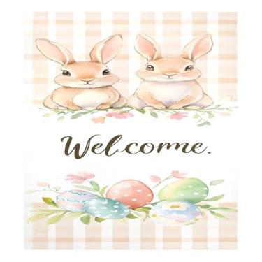 Imagem de Qilmy Capa magnética para máquina de lavar louça, coelhinho da páscoa e ovo, 58 x 66 cm, capa decorativa para geladeira para porta da frente, adesivo magnético, máquina de lavar, painel de geladeira