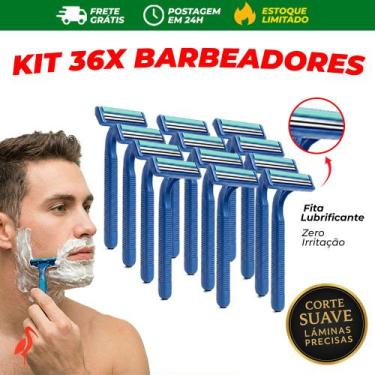 Imagem de Kit com 36 Barbeadores Descartáveis 2 Lâminas Tipo Gilete Lubrificante