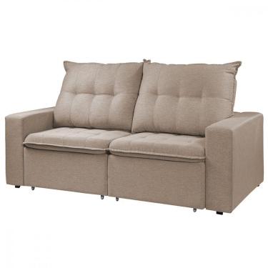 Imagem de Sofá Para Sala Reclinavel Estofado Berlim 200cm Veludo Bege Marfim