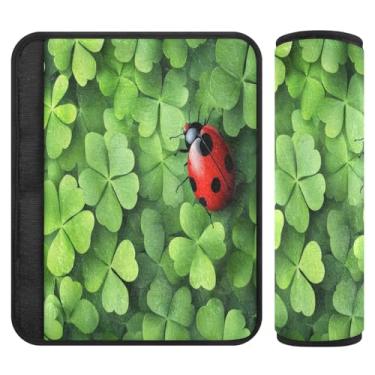 Imagem de Burbuja Capa para cinto de segurança de carro St. Patrick Shamrock, macio, confortável, protetor de cinto de segurança de carro para alça de ombro de assento de carro, 1 par pequeno