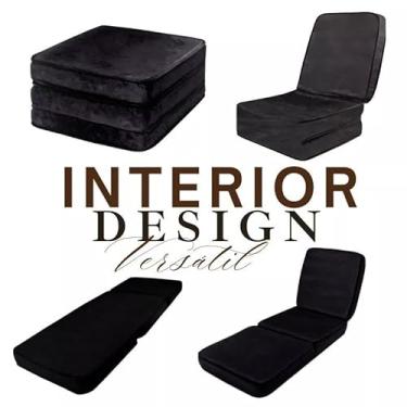 Imagem de Colchão Puff Solteiro multiuso 4X1 portátil colchonete colchão poltrona puff dobrável prático