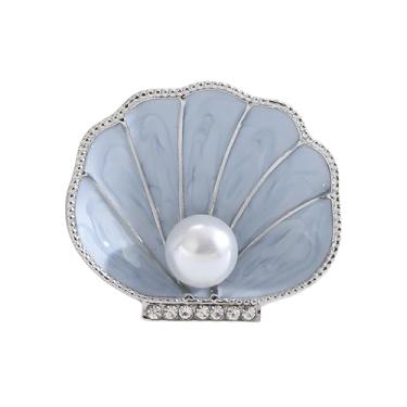 Imagem de Dreuyet Broche de concha de pérola para mulheres chique cristal transparente strass oceano concha broches boêmio praia concha lapela broche feriado chapéu bolsa terno vestido acessórios joias, Middle