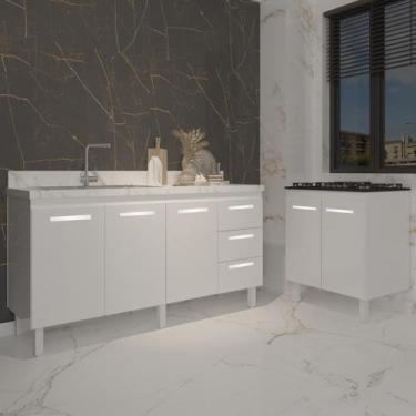 Imagem de Cozinha Balcão Armário Gabinete de Pia 150 cm Deise e Balcão Fran para