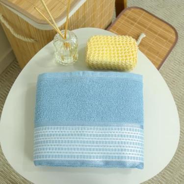 Imagem de Kit 2 Toalhas de Banho Urbane 100% Algodão Felpudo Azul 145x75cm, 360g/m².