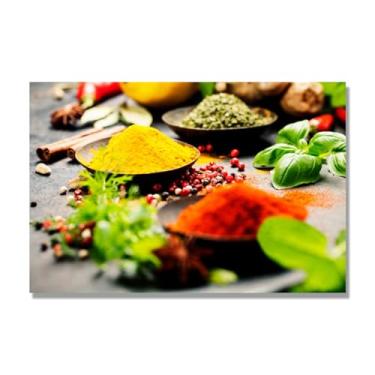 Imagem de NHLDZYH Tela decorativa cozinha, arte vintage especiarias coloridas, arte de parede quadros para sala de estar quarto cozinha. B14. 80 x 120 cm Apenas tela
