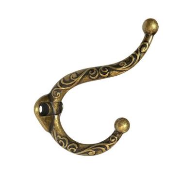 Imagem de Kit c/2 Gancho Cabideiro Decorado Duplo Metal para Pendurar e Parafuso