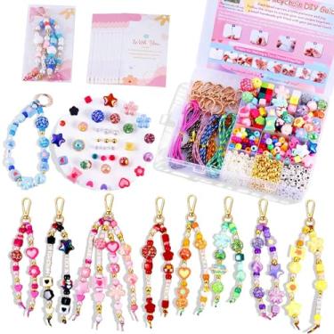 Imagem de Wurosi Kit de chaveiros de contas de 865 peças, kit de fabricação de chaveiros de contas DIY, berloque de acrílico, coração, letra, letra, miçangas, porta-chaves de joias para fazer mochila e