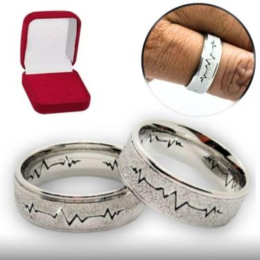 Imagem de Par De Aliança Aço Inoxidável Prata 6mm Namoro Compromisso Tamanho:17-18