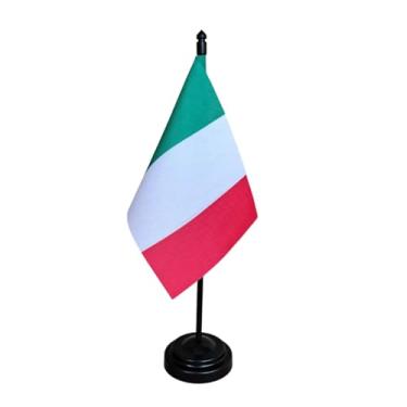 Imagem de Bandeira de Mesa da Itália, 26cm Altura Total, 18x11cm Tecido Oxford, Face Única, Base Plástica Preta, Decorativa, para Escritório, Eventos e Cerimônias