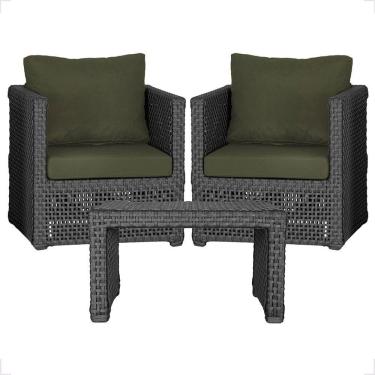 Imagem de Mesa E 2 Poltronas Madri Corda Náutica Estofado 13 Trama Preto