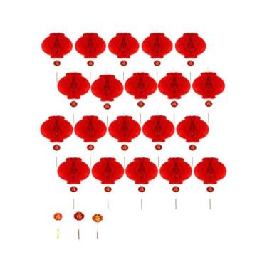 Imagem de Lanternas De Papel Vermelhas Chinesas 20pcs Lanternas Redondas Pendent