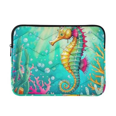 Imagem de Capa protetora para notebook, cavalo-marinho, aquarela, à prova de choque, capa protetora para tablet, bolsa de transporte, 15-15,6 polegadas