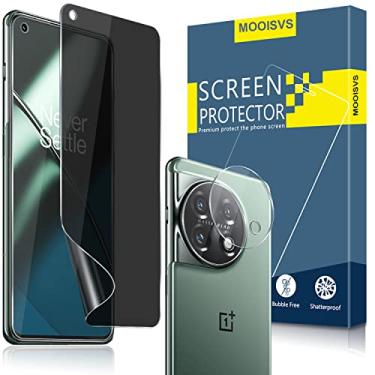 Imagem de MOOISVS [Pacote com 2 + 2 protetores de tela para OnePlus 11 5G [sem vidro] (2 pacotes) + protetor de lente de câmera de vidro temperado (2 pacotes), filme TPU flexível, antiespião para OnePlus 11 5G