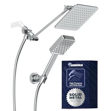 Imagem de Conjunto quadrado de chuveiro de chuva e cabeça de chuveiro portátil, cromado