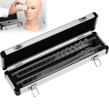 Imagem de Conjunto de prisma oftálmico óptico, conjunto de barras de prisma óptico oftálmico, tiras de prisma horizontal (16) e vertical (15), exame preciso, caixa de alumínio, para centros de optometria