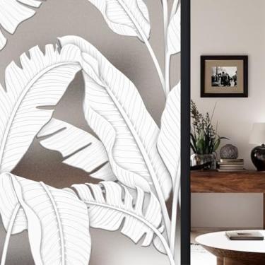 Imagem de Chicskin Película de privacidade de janela tropical fosca 3D sintética para porta e janela de vidro, 43 x 200 cm, folhas de bananeira 3D
