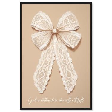 Imagem de God is with Her Lace Canvas Print Jesus Wall Art por Art Remedy, moldura preta, 50 x 76 cm