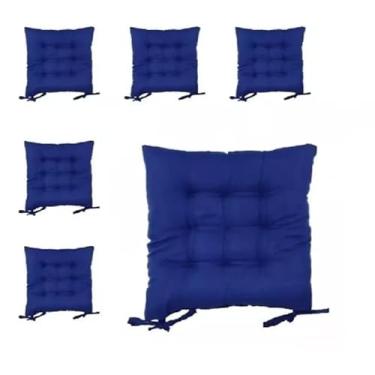 Imagem de Kit com 4 Almofadas Assento Futon Quadrado 40x40cm - Confortáveis, Ideais para Sala, Quarto e Piqueniques (Azul-royal)