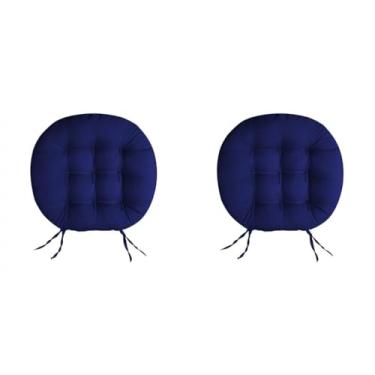 Imagem de Almofada Futon Redonda 9 Furos 40x40 cm almofada para cadeira para Cadeira Banco e Sofá com Amarração Assento Decorativo Confortável Uso Diário(Azul Marinho)