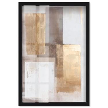Imagem de Interlocking of Planes II Shadowbox Print Boho Gold Wall Art por Art Remedy, moldura preta, 43 x 63 cm