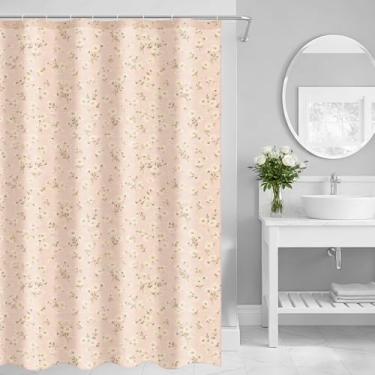Imagem de Boao Cortina de chuveiro de linho floral country cottagecore primavera cortina de chuveiro, flores silvestres rústicas, boho, repelente de água, tecido vintage country para banheiro, casa de fazenda