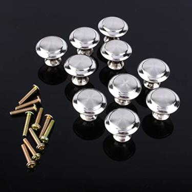 Imagem de GLOGLOW Puxador de Hardware Redondo de Aço Inoxidável, 10 Pacotes, Prata, Liga de Zinco, Puxador de Gaveta Moderno, 28 Mm de Diâmetro Nan Hardware Doméstico