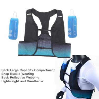 Imagem de Diydeg Colete de Corrida, Colete de Hidratação Leve e Respirável Com 2 Bolsos Frontais para Garrafas de água de 250ml e Compartimento Traseiro Grande, Tiras Refletivas para Corrida