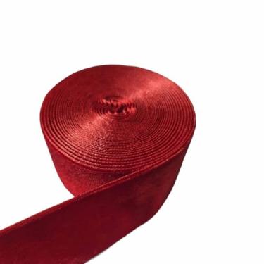 Imagem de FAYADA Fita de veludo vermelha de 3,8 cm para decoração de guirlanda de Natal, ornamentos artesanais, embrulho de presente e confecção de laços (vermelho, 1 1/5.1 cm-5 jardas)