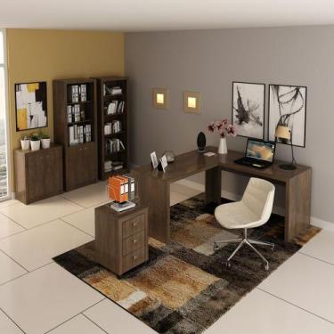 Imagem de Conjunto de Escritório com Balcão, Estante, Gaveteiro, Armário e Mesa 