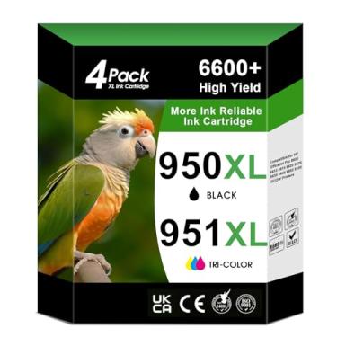 Imagem de INKMATE Cartuchos de tinta de substituição 950XL 951XL para HP 950 951 Pacote combo compatível com HP OfficeJet Pro 8600 8610 8615 8620 8625 8630 8640 8660 8100 251DW Impressoras (BK/C/M/Y, 4 unidades