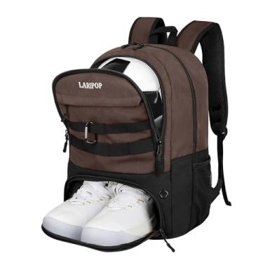 Imagem de LARIPOP Mochila de futebol, bolsa de futebol com suporte de bola e compartimento para sapatos, bolsas de treinamento de equipamentos esportivos para basquete, futebol, vôlei e acessórios