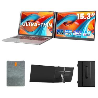 Imagem de Extensor de tela de laptop, monitor portátil ultrafino de 15,3 polegadas FHD 1200P 16:10 para laptop, extensor de monitor duplo leve Plug & Play para laptops de 14 a 17,3 polegadas, compatível com