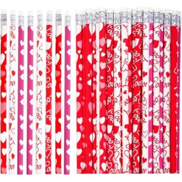 Imagem de FYXMI Lápis de madeira, 24 unidades, hexagonais amarelos, grafite HB, 0,7 cm de diâmetro, para anotações, desenho escolar, escritório, tema de aniversário, a partir de 5 anos (estilo dia dos namorados