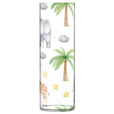 Imagem de CEBUGI Vaso de flor de girafa elefante 10 x 30 cm, vaso cilíndrico para flores, vaso transparente inquebrável para decoração de casa de festa de casamento