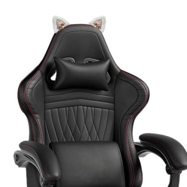 Imagem de Tsangbaby Cadeira de jogos, decoração de orelhas de gato, acessórios de decoração, orelhas de gato fofas, adequadas para cadeiras de jogos, casas, escritórios e reuniões, rosa escuro