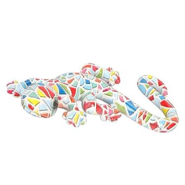 Imagem de Cryfokt Gecko Colorido Pendurado Arte Bonito Presente para Casa e Jardim Cerca ou Varanda Pátio para Boa Fortuna 5,5x3,3x1,0in (LM9002-1)