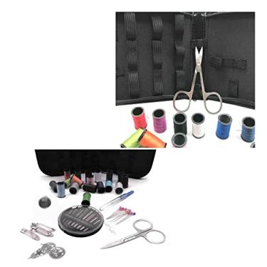 Imagem de Kit de Costura 70 Peças Suprimentos DIY Básico para Iniciantes Emergência Viagem Casa Portátil com Bobinas Linha Dedal Agulhas Tesoura Raspador Botões Alfinetes Fita Métrica Sacola Armazenamento