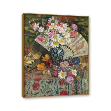 Imagem de Moldura de teca. Arte de parede em tela de especiarias coloridas e colher de tempero | Decoração de cozinha vintage | Arte moderna para casa e sala de jantar. B64. 40 x 50 cm - 15,8 x 19,7 pol