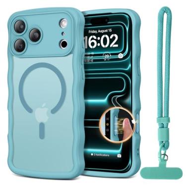 Imagem de BENTOBEN Capa magnética para iPhone 17 Pro Max, linda moldura ondulada encaracolada [compatível com Magsafe] [proteção total da câmera] Capa protetora fina fosca à prova de choque para telefone