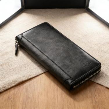 Imagem de Carteira masculina moderna, preta, com vários compartimentos, padrão de xadrez aberto, camurça de grande capacidade, design aberto com vários compartimentos modernos com padrão xadrez camurça e grande