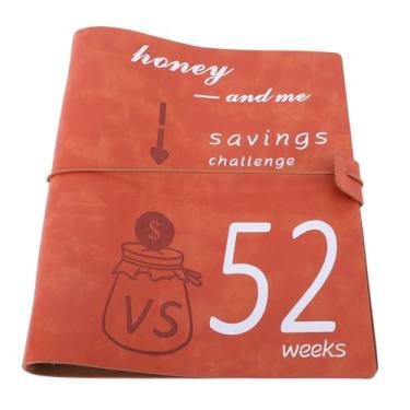 Imagem de Asixxsix Livro de Desafio de Economia de Dinheiro de 52 Semanas, Planejador de Orçamento de Couro Premium Com Enchimento de Dinheiro, Envelopes de Filme PP, Caderno de Desafio de Economia (Vermelho